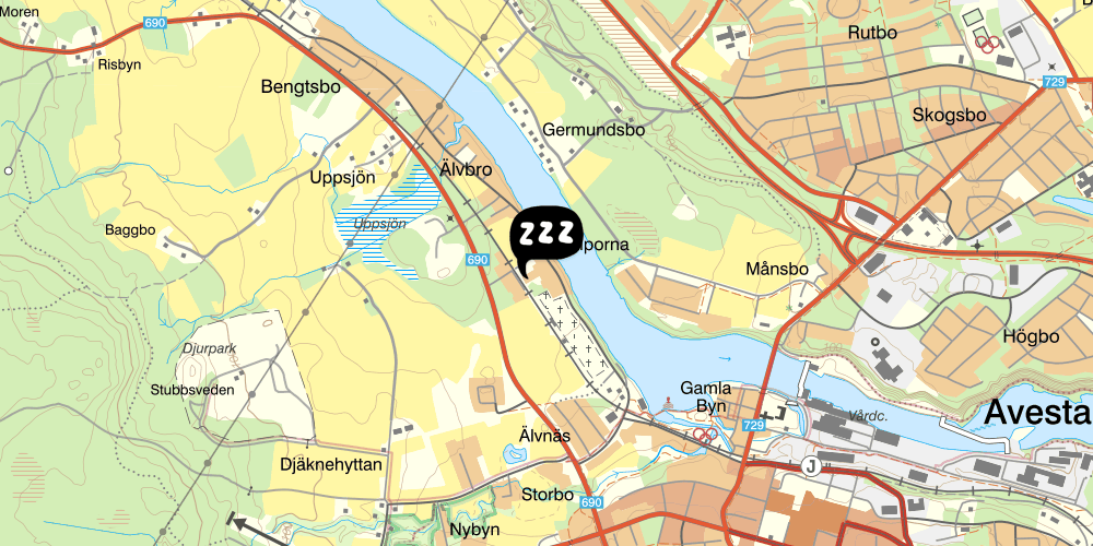 Map showing the location of Vandrarhemmet Älvbro