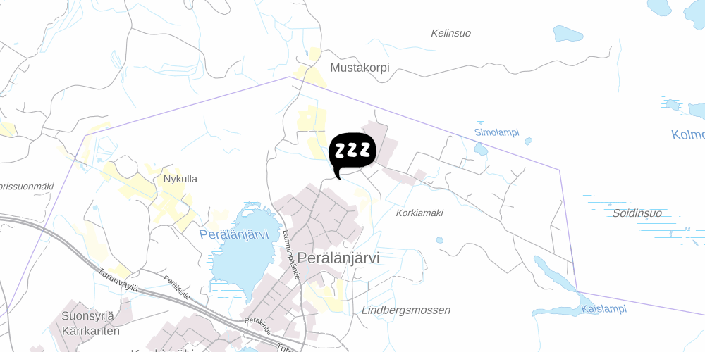 Map showing the location of Nuuksio Hostel and Camping