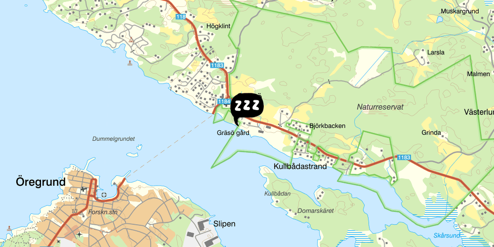 Map showing the location of Gräsö Gårds Vandrarhem