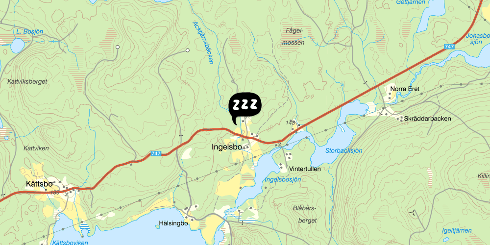 Map showing the location of Ingelsbo gård