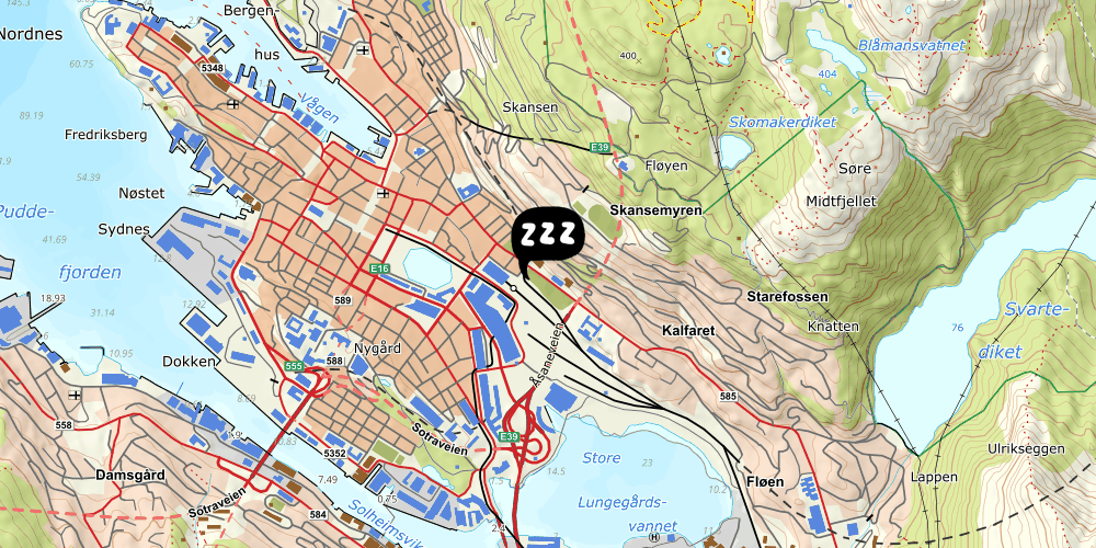 Map showing the location of Intermission Hostel