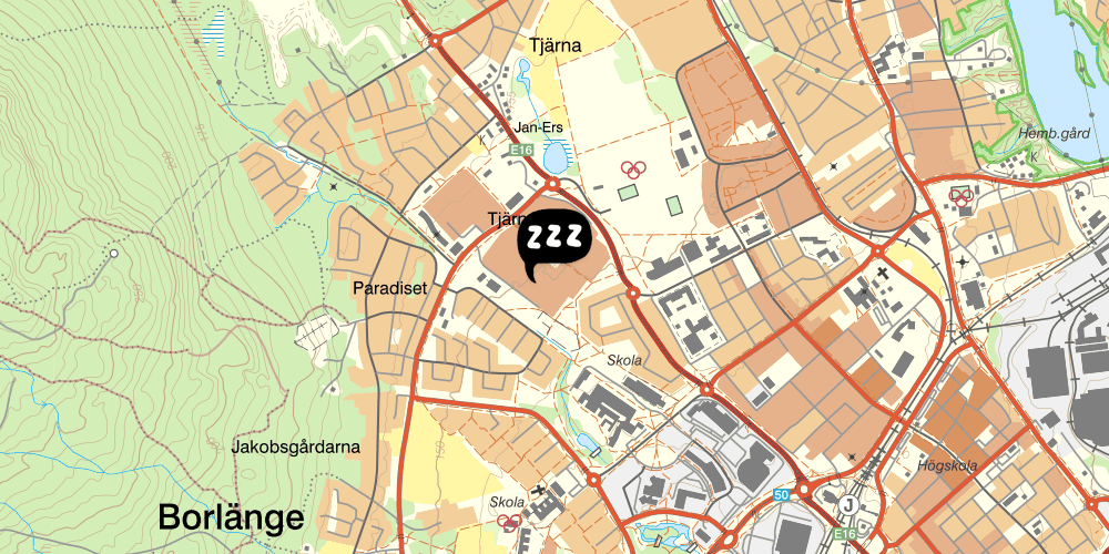 Map showing the location of Borlänge Vandrarhem