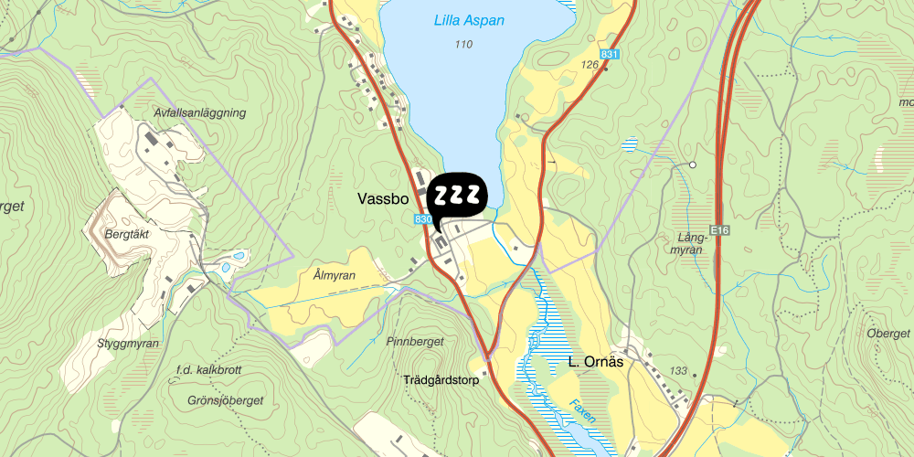 Map showing the location of Vassbo STF Vandrarhem