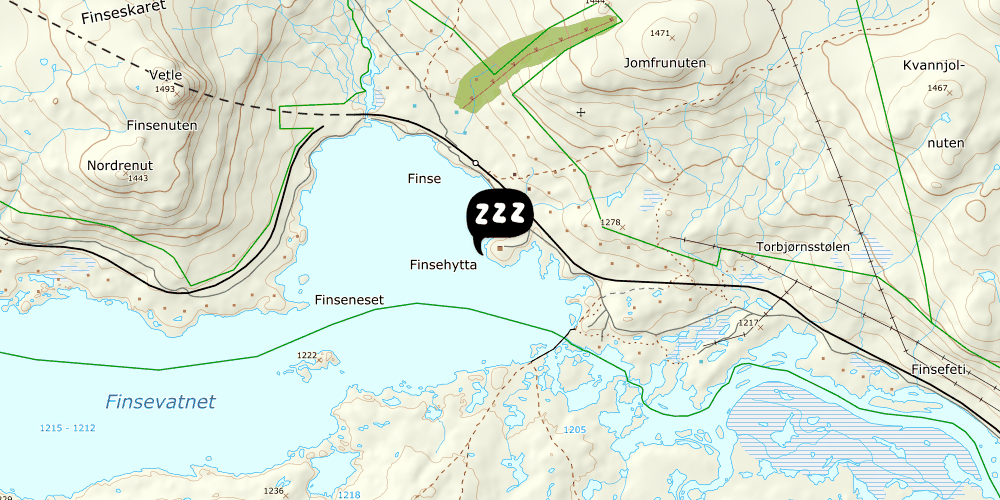 Map showing the location of Finse