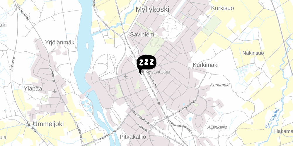 Map showing the location of Matkustajakoti Rauhala Inn