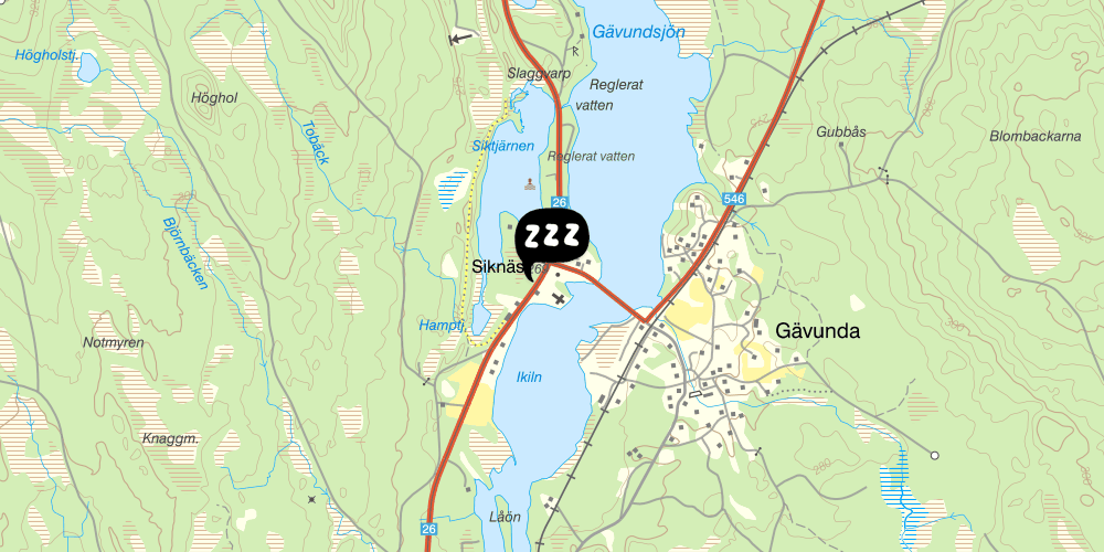 Map showing the location of Siknäs Fyrklöver