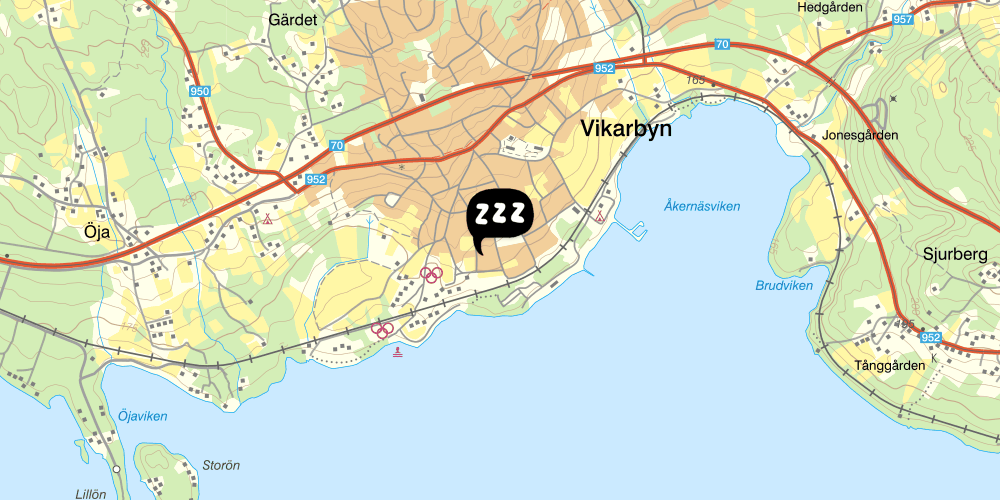 Map showing the location of Vikarbyns Bed and Breakfast