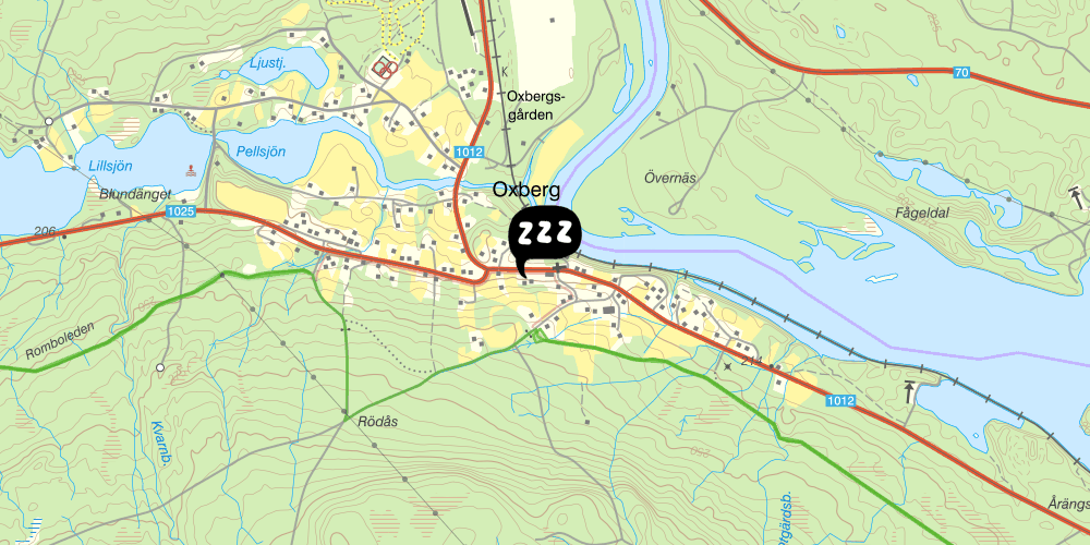 Map showing the location of Bygården Oxberg