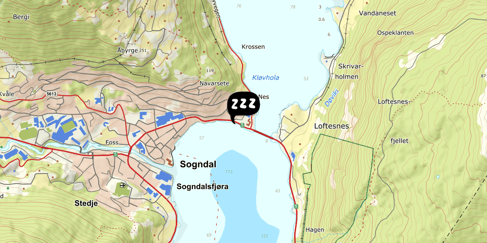 Map showing the location of Sogndal Vandrerhjem