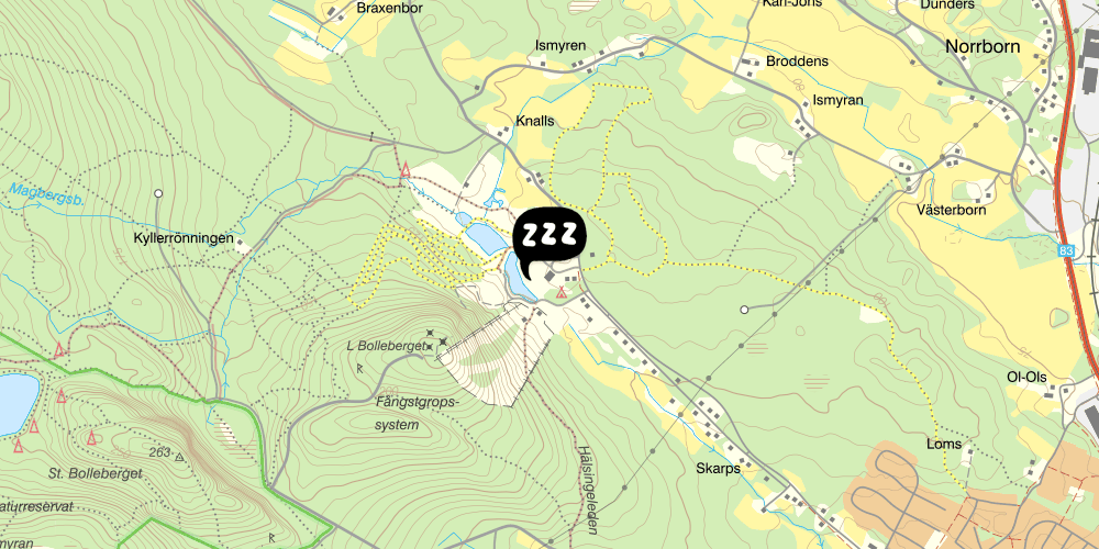 Map showing the location of Bollegården