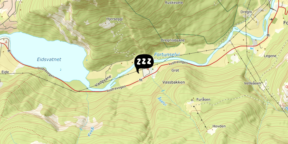 Map showing the location of Skjolden Vandrerhjem