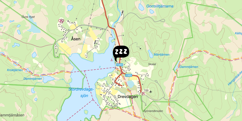 Map showing the location of Fjällbädden Vandrarhem