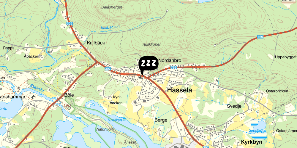 Map showing the location of Pensionat Hassela