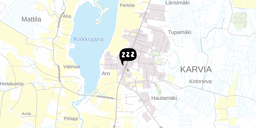 Map showing the location of Hostelli Karvia