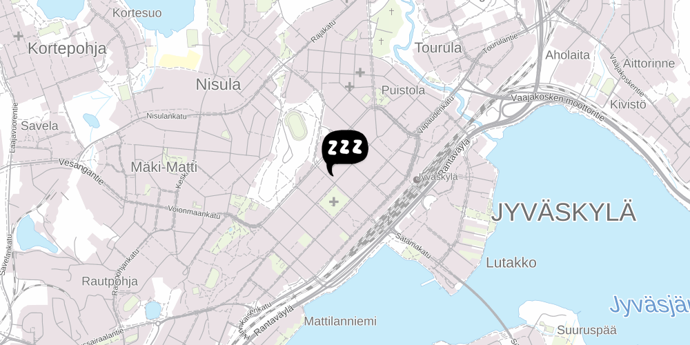 Map showing the location of Forenom Hostel Jyväskylä