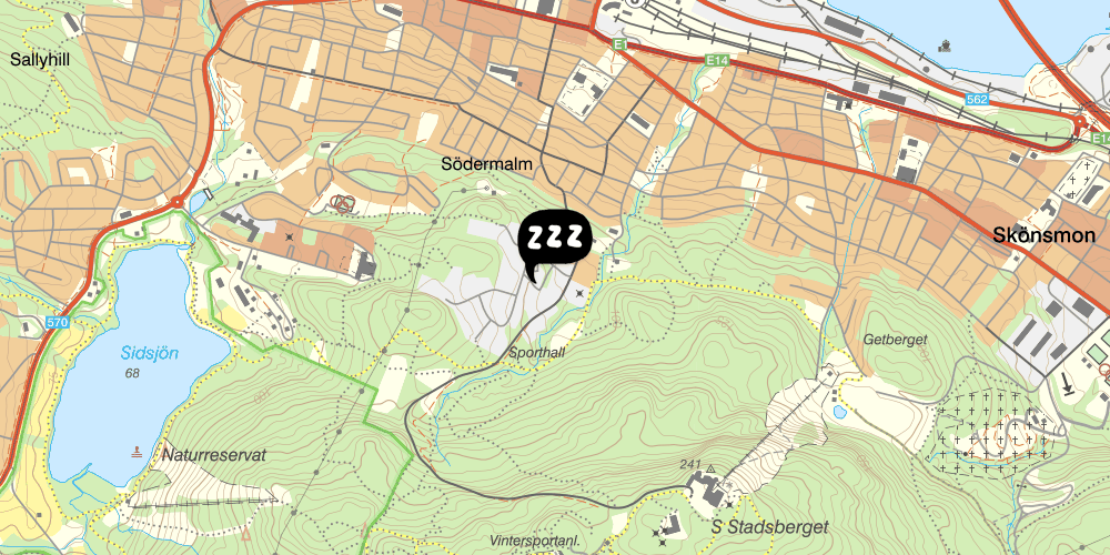 Map showing the location of Södra Bergets vandrarhem