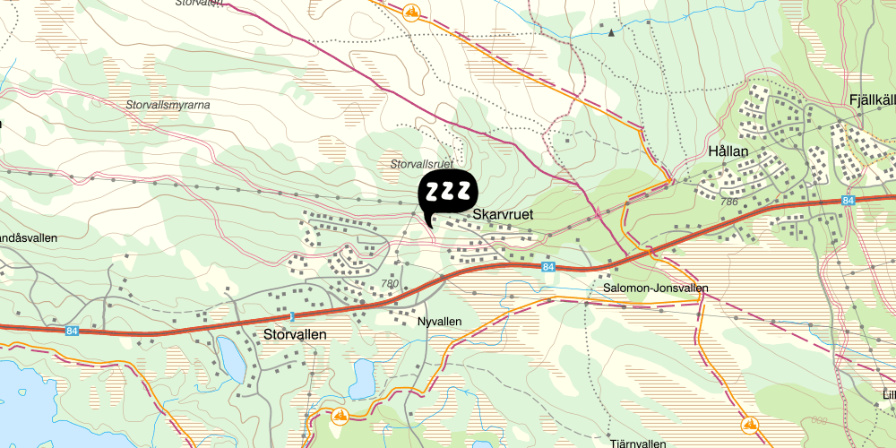 Map showing the location of Tänndalen/ Skarvruet