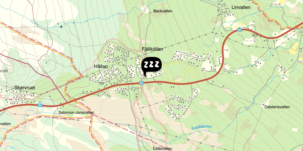 Map showing the location of Tänndalen Vandrarhem