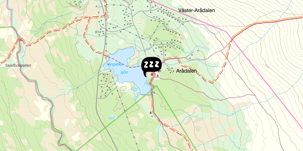 Map showing the location of STF Arådalen Fjällstuga
