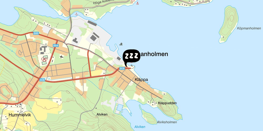 Map showing the location of STF Vandrarhem Köpmanholmen