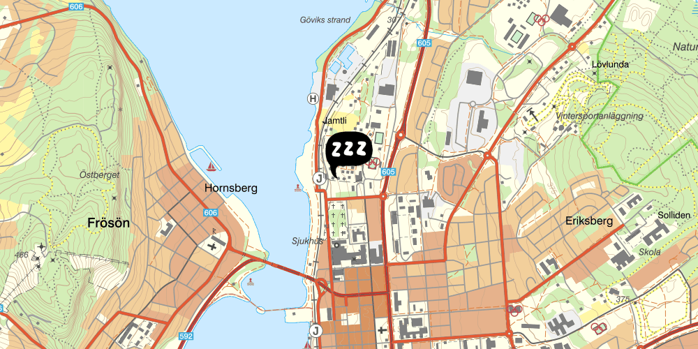 Map showing the location of Jamtli Vandrarhem