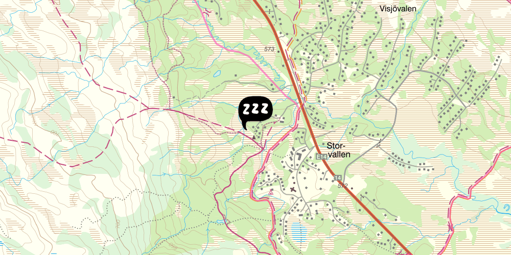 Map showing the location of Storvallens Fjällstugor