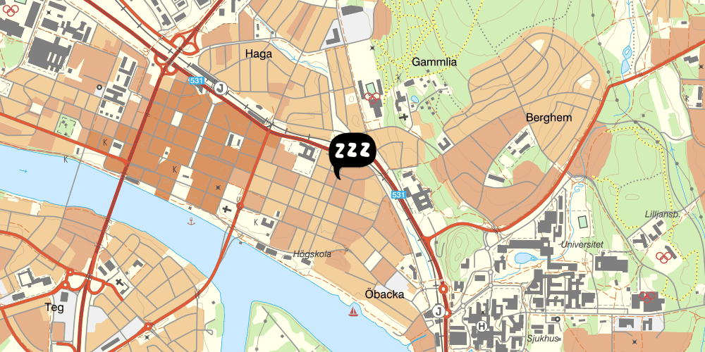 Map showing the location of 57:an Rumsuthyrning & Minilägenheter