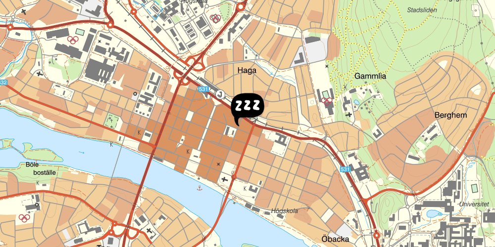 Map showing the location of Norrland YMCA Hostel