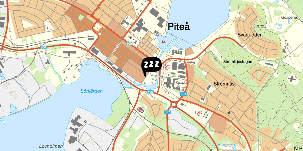 Map showing the location of Vandrarhem Pitea