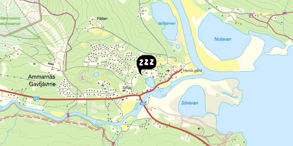 Map showing the location of Ammarnäs Wärdshus