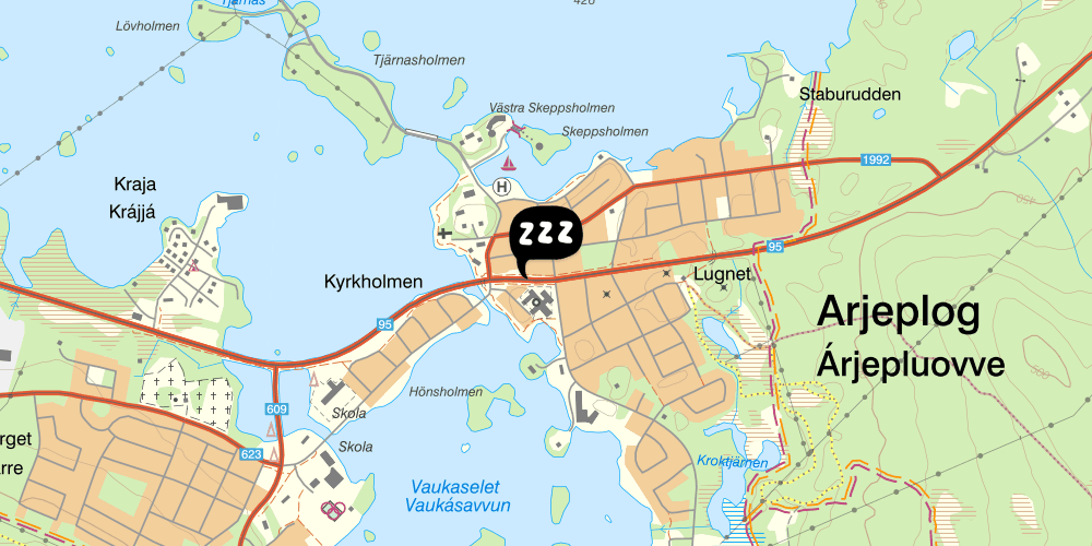 Map showing the location of Vandrarhem Arjeplog