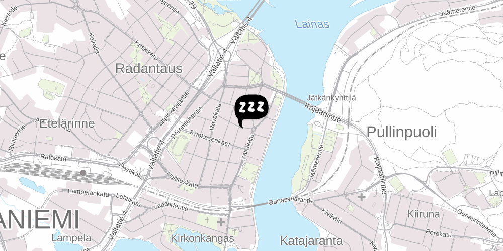 Map showing the location of Hostel Café Koti