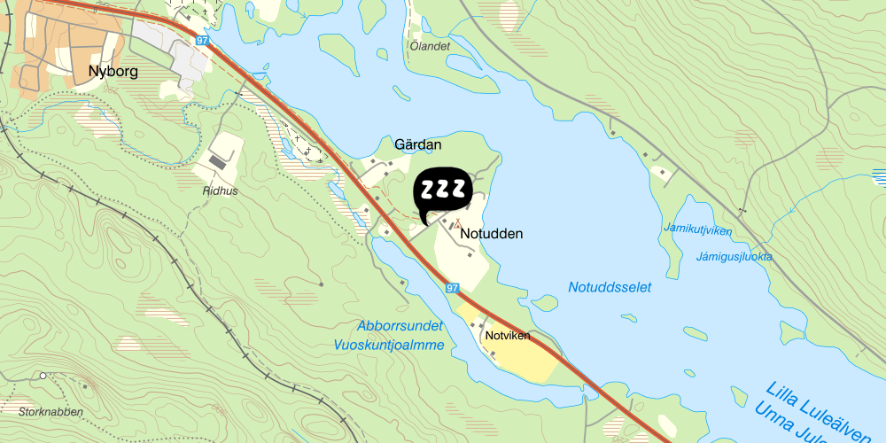 Map showing the location of Jokkmokks Camping Center