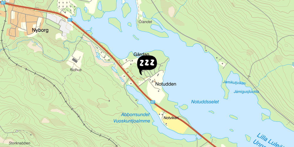 Map showing the location of Jokkmokks Camping Center