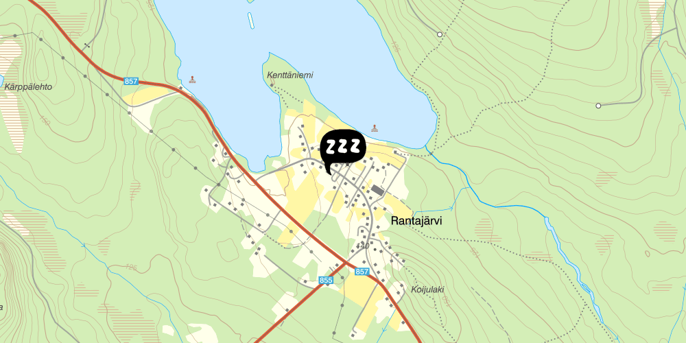 Map showing the location of Vandrarhem Rantajärvi
