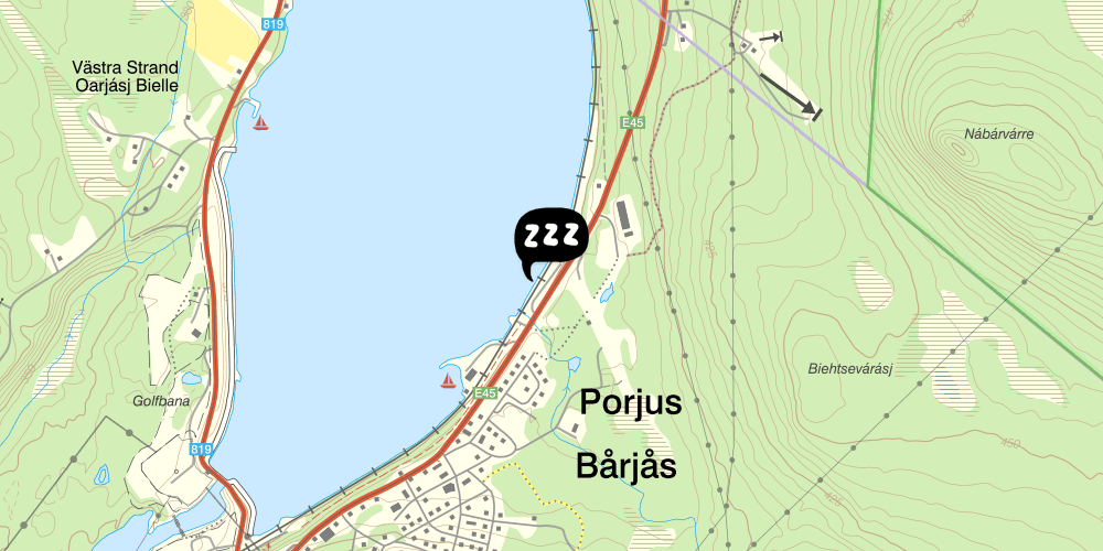 Map showing the location of Arctic Colors Vandrarhem Northern Lights och Midnight Sun accommodation och restaurang