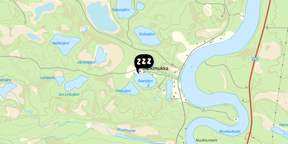 Map showing the location of Pinetree lodge