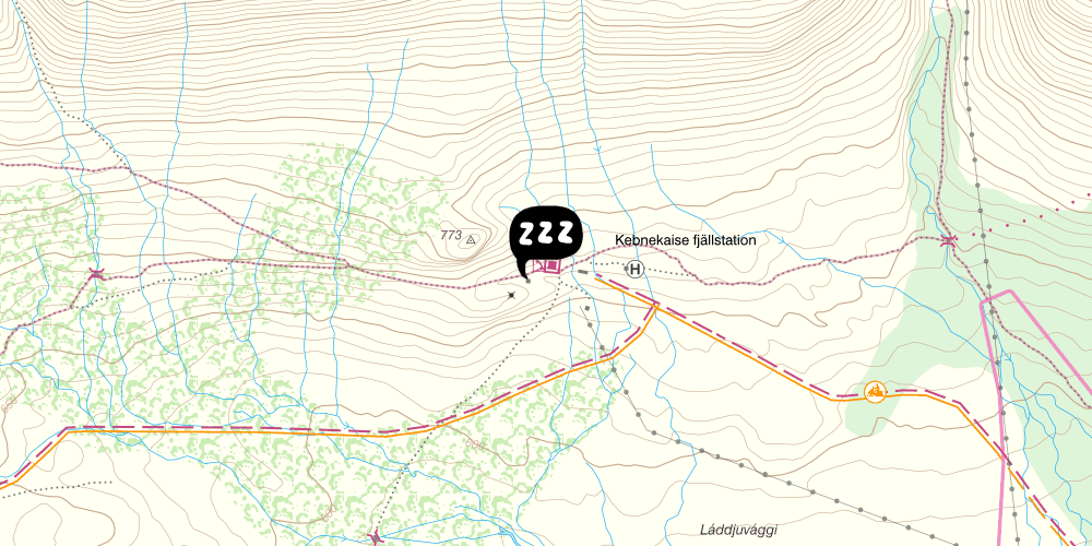 Map showing the location of Kebnekaise fjällstation
