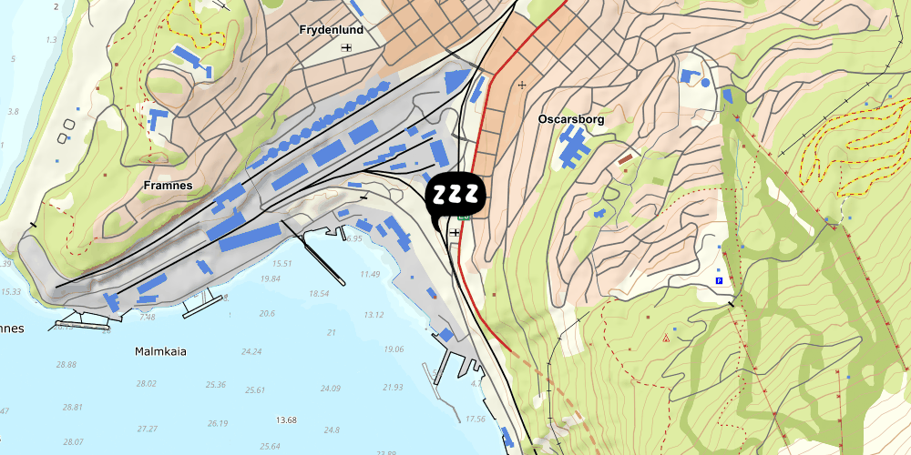 Map showing the location of Sjømannskirka