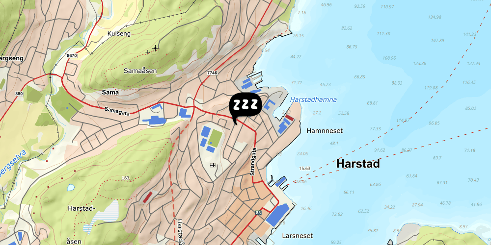 Map showing the location of Midnattsol Pensjonat