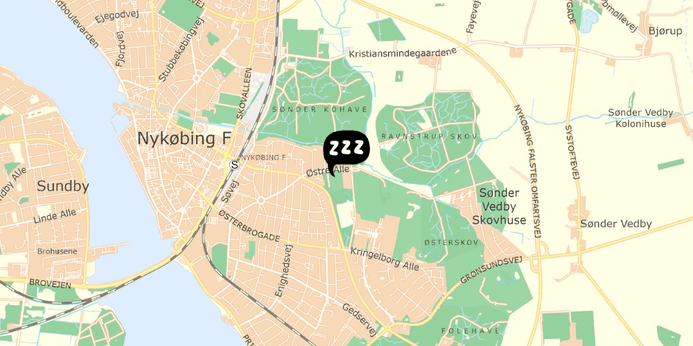 Map showing the location of Danhostel Nykøbing Falster
