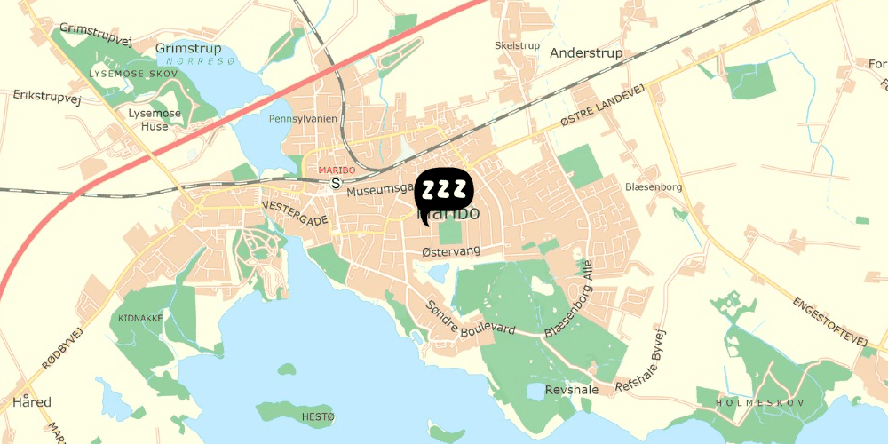 Map showing the location of Danhostel Maribo