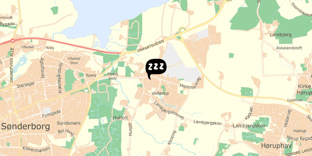 Map showing the location of Vollerup Vandrerhjem