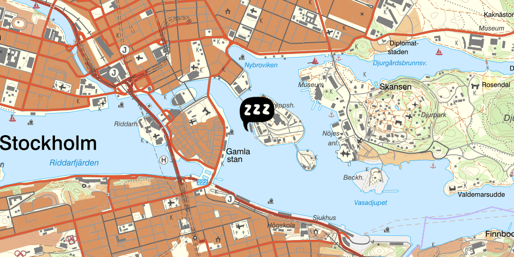 Map showing the location of STF Stockholm Skeppsholmen