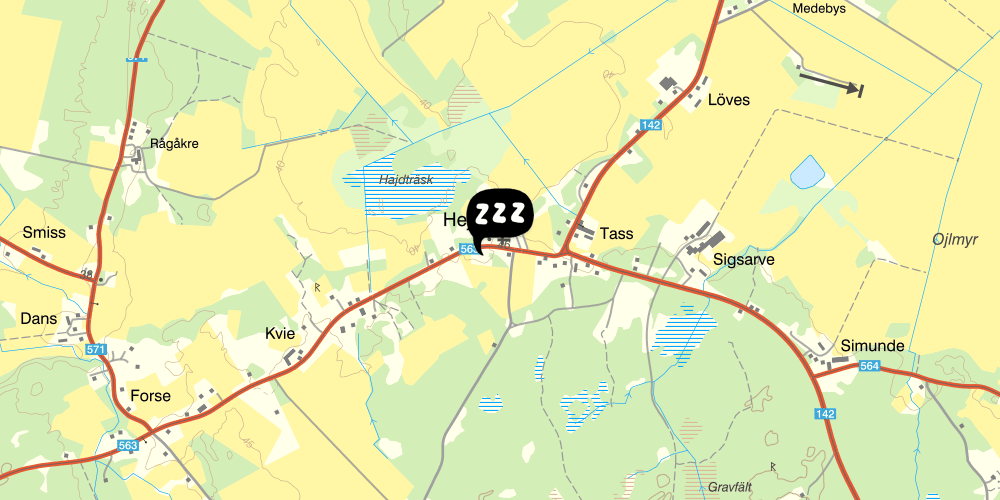 Map showing the location of Hejdebo Vandrarhem