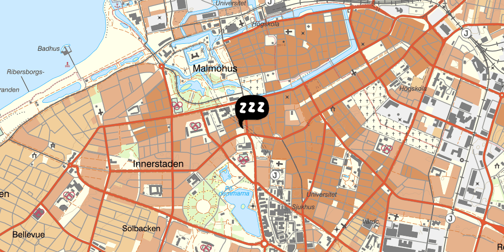 Map showing the location of Hotel n Hostel Malmö