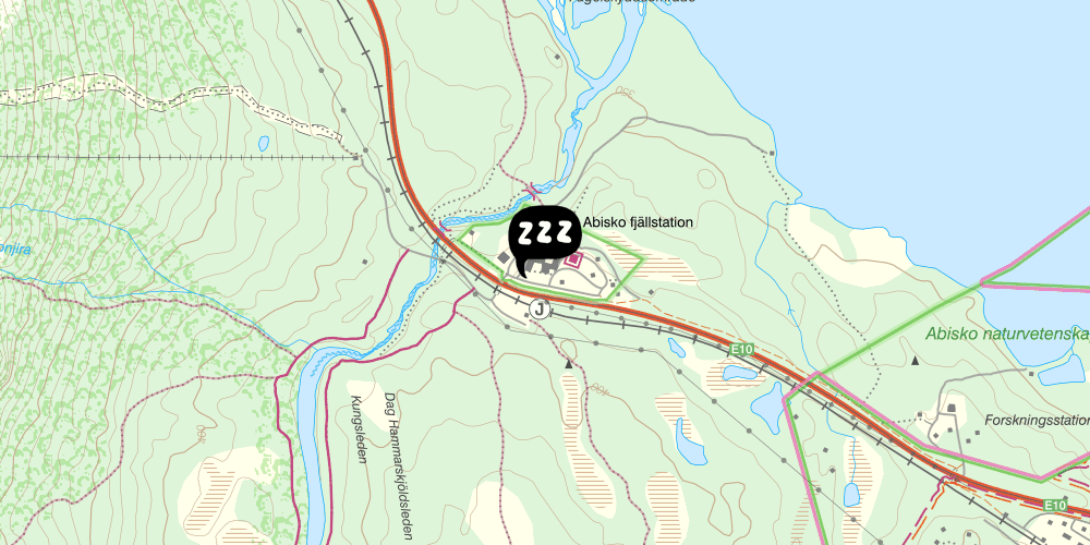 Map showing the location of STF Abisko Turiststation