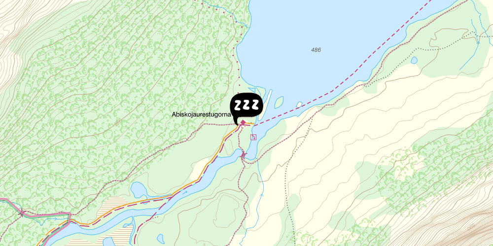 Map showing the location of STF Abiskojaure Fjällstuga