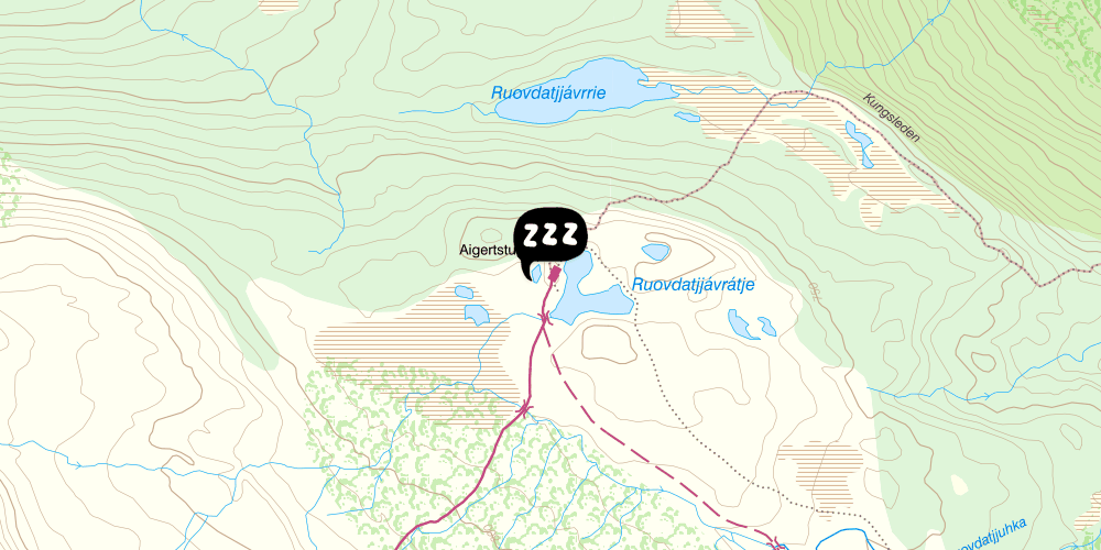 Map showing the location of STF Aigert Fjällstuga