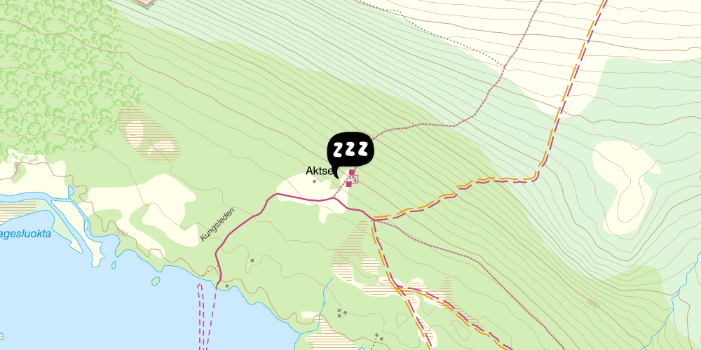 Map showing the location of STF Aktse Fjällstuga